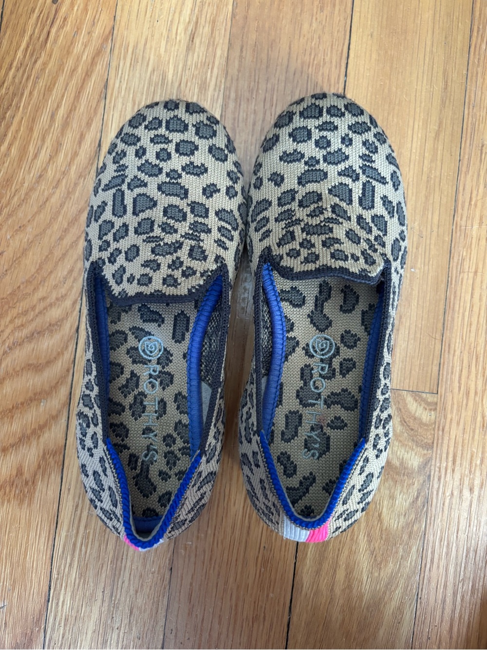 Kids Slip-On Rothy’s Leopard Print Shoes in Tan and Black